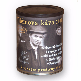 Plechovka čerstvo pražená káva zrnková 250g Vilémova káva